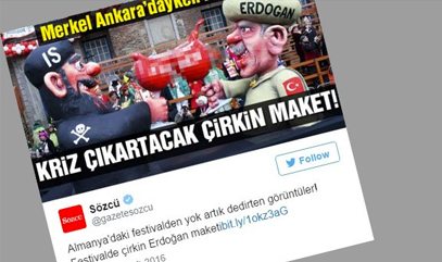 Almanya'daki Erdoğan maketi 'muhalif' Sözcü'yü rahatsız etti