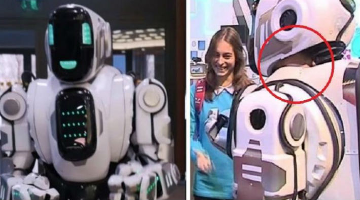 'İleri teknoloji' diye tanıtılan robot insan çıktı