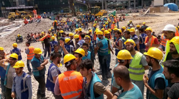 Kartal'da inşaat işçilerinden iş bırakma eylemi