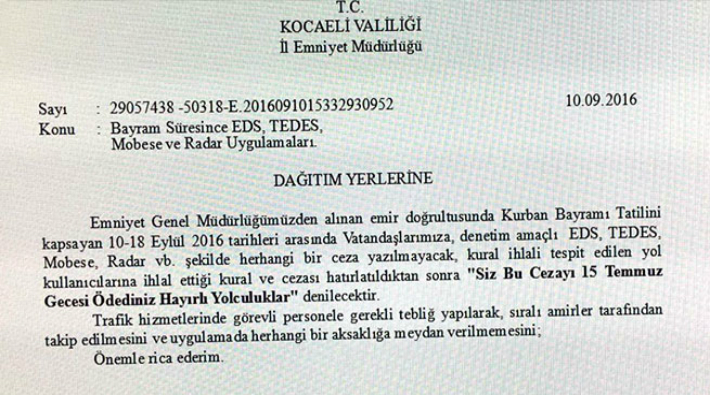 Kabile devleti: 'Trafik cezasını 15 Temmuz gecesi ödediniz, hayırlı yolculuklar!'